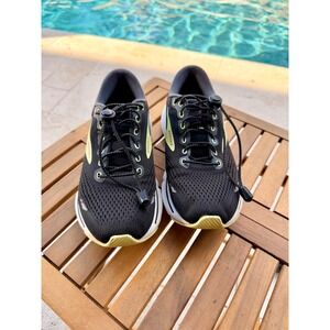 Brooks Ghost 15 Womens Running Shoes Black Neon Yellow Pink 1203801B083 Size 9